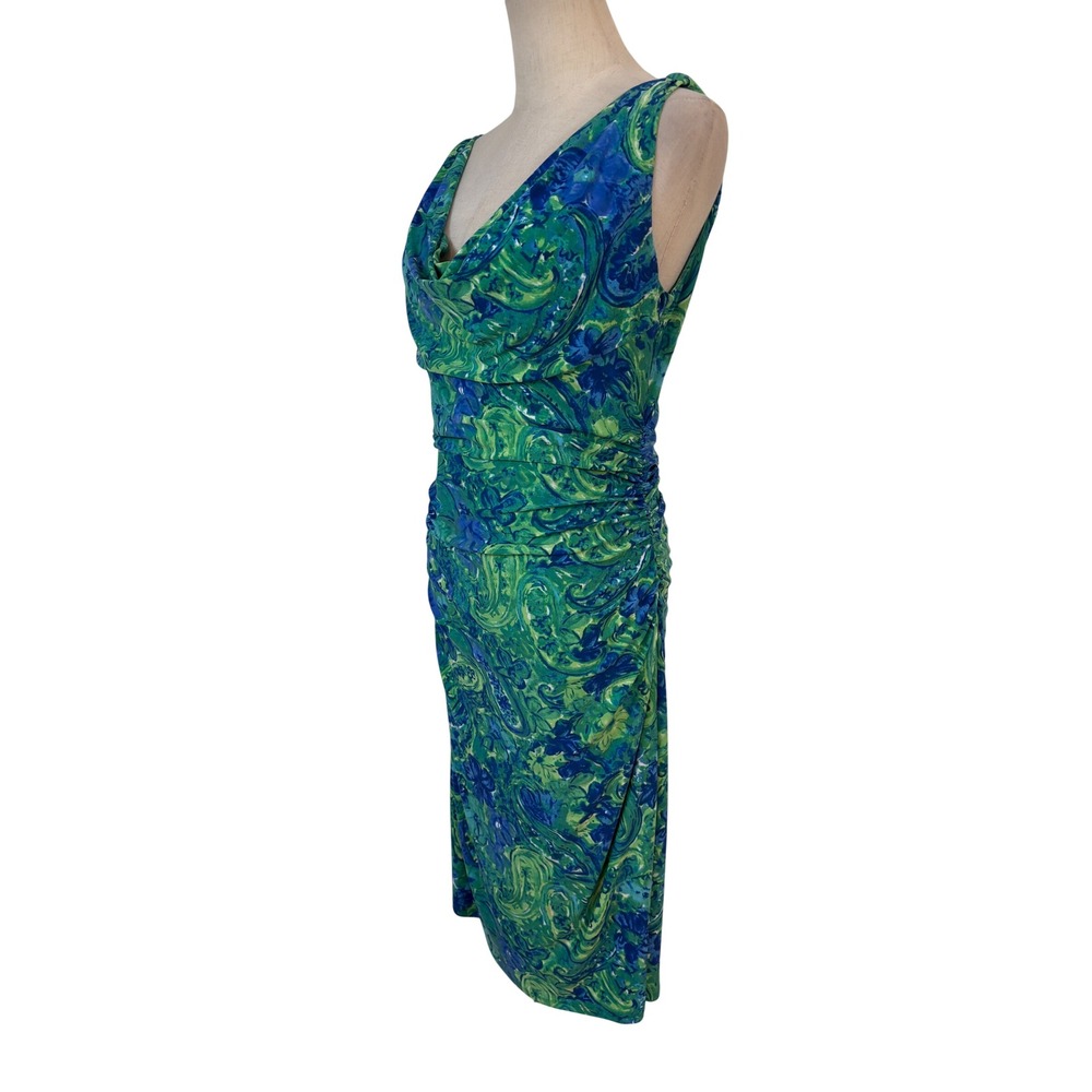 Lauren Ralph Lauren sheath Dress Women 8 ruched Cowl Neck bodycon Midi‎ career - Picture 3 of 5